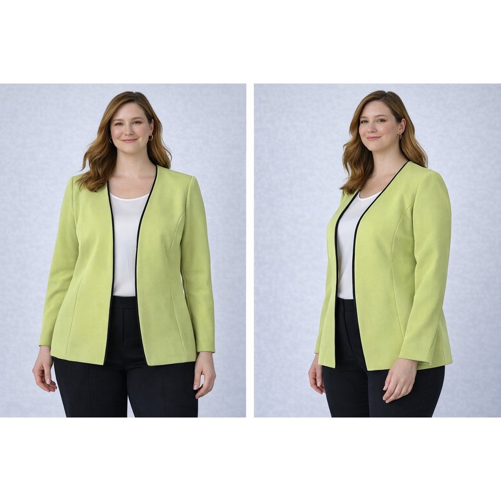Jones Studio Women‎ Blazer Jacket 14P Petite Green Tailored Career Preppy